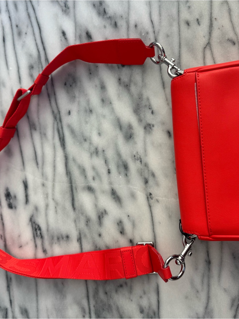 NWT- Marc Jacobs Small Crossbody Bag in Electric Orange with Logo Strap - Picture 3 of 13